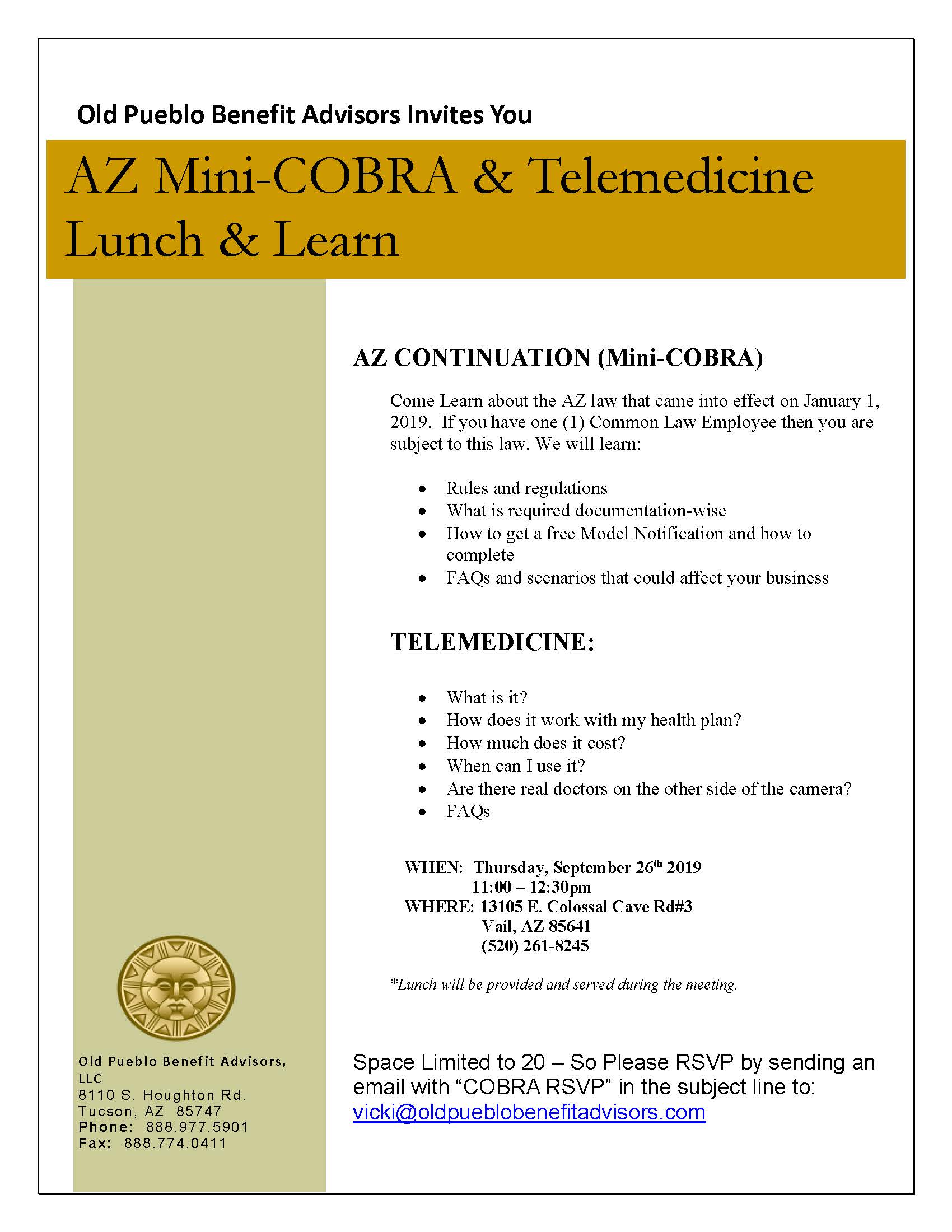 AZ Mini-COBRA & Telemedicine Lunch & Learn